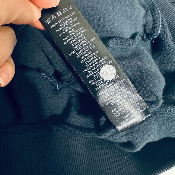 ASOS Cold Shoulder Cut Out Ruffle Trim Zip Up Navy Blue Sweatshirt w/ Pockets - Picture 6 of 7